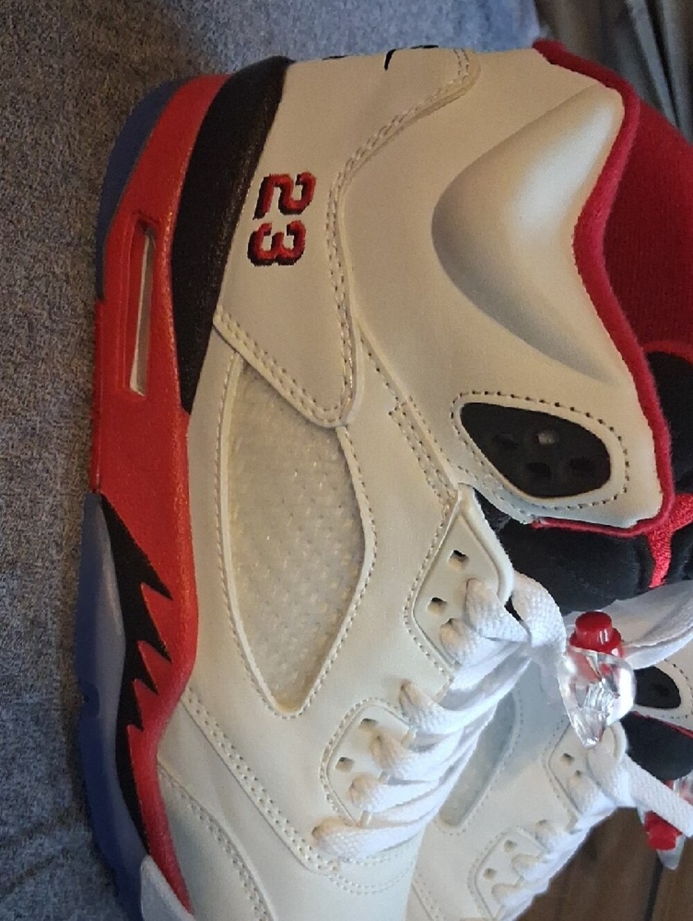 Jordan Kids White and Red Basketball Sneakers - Picture 3 of 4